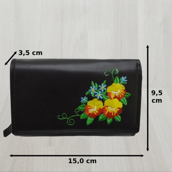 Gestickte Blumen Muster Damen Leder Geldbörsen Damen Portemonnaie mit viel Stauraum